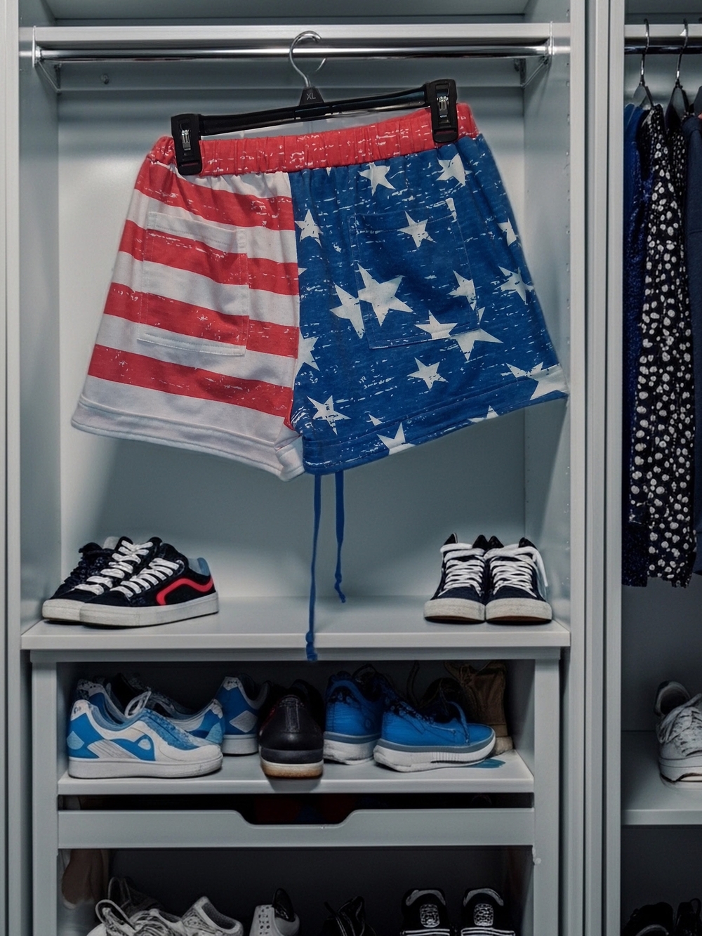 American Flag Print Athletic Shorts No Label Or Tag